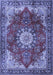 Machine Washable Persian Blue Traditional Rug, wshtr3681blu