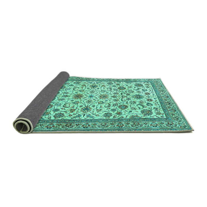 Sideview of Persian Turquoise Traditional Rug, tr3682turq