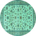 Round Persian Turquoise Traditional Rug, tr3682turq