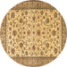 Round Persian Brown Traditional Rug, tr3682brn