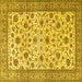 Square Machine Washable Persian Yellow Traditional Rug, wshtr3682yw