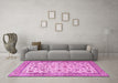 Machine Washable Persian Pink Traditional Rug in a Living Room, wshtr3682pnk