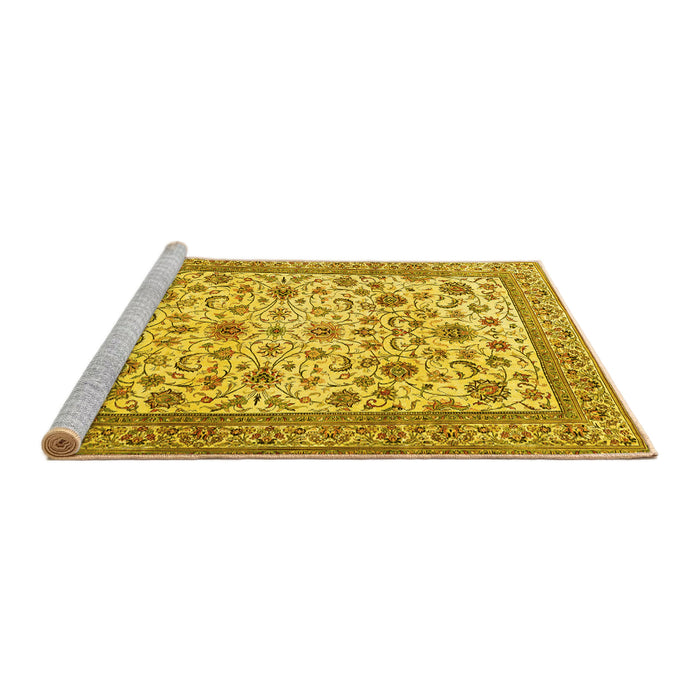 Sideview of Machine Washable Persian Yellow Traditional Rug, wshtr3682yw