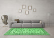 Machine Washable Persian Emerald Green Traditional Area Rugs in a Living Room,, wshtr3682emgrn