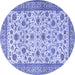 Round Machine Washable Persian Blue Traditional Rug, wshtr3682blu