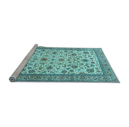 Sideview of Machine Washable Persian Light Blue Traditional Rug, wshtr3682lblu