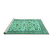 Sideview of Machine Washable Persian Turquoise Traditional Area Rugs, wshtr3682turq