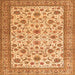 Round Machine Washable Persian Orange Traditional Area Rugs, wshtr3682org