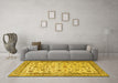 Machine Washable Persian Yellow Traditional Rug in a Living Room, wshtr3682yw