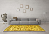 Machine Washable Persian Yellow Traditional Rug, wshtr3682yw