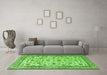 Machine Washable Persian Green Traditional Area Rugs in a Living Room,, wshtr3682grn