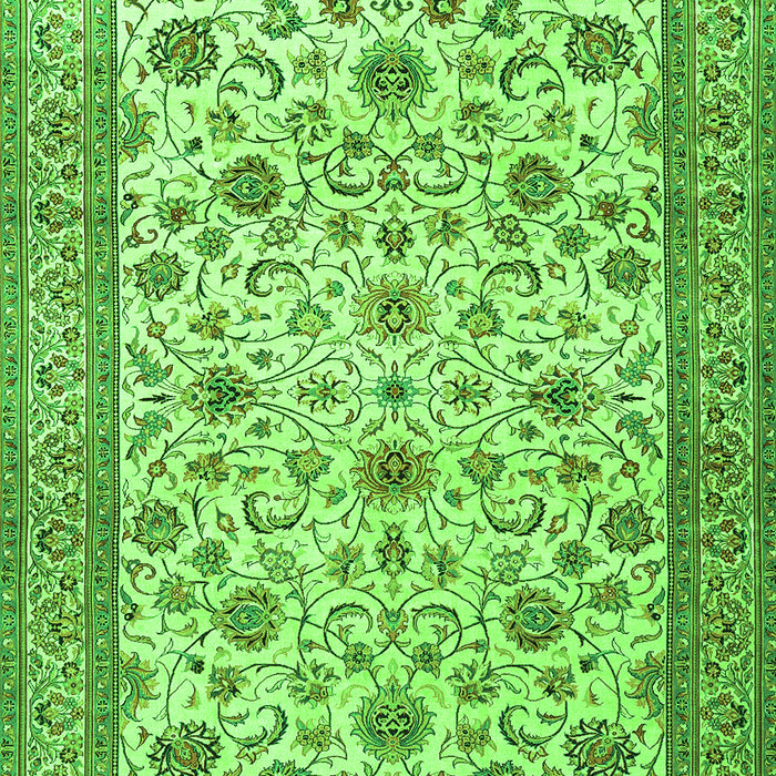 Serging Thickness of Machine Washable Persian Green Traditional Area Rugs, wshtr3682grn
