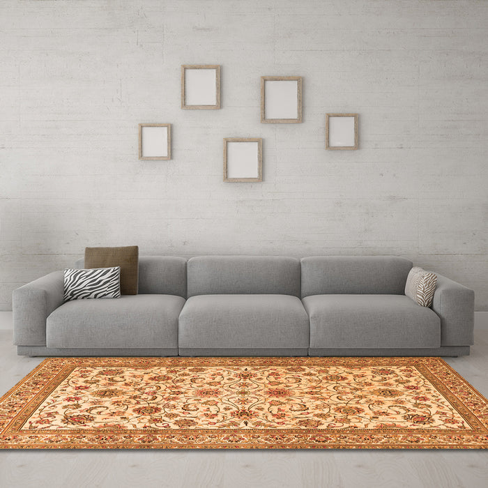Machine Washable Persian Orange Traditional Area Rugs in a Living Room, wshtr3682org
