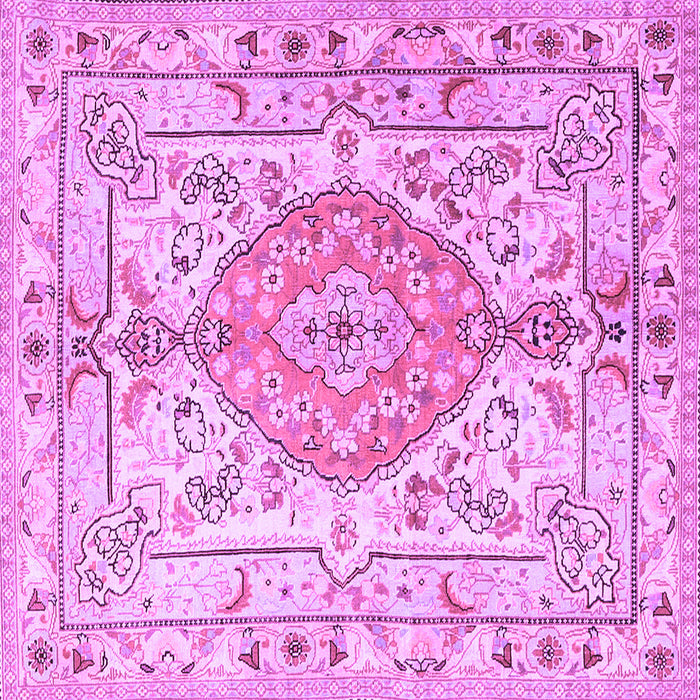 Square Machine Washable Medallion Purple Traditional Area Rugs, wshtr3683pur