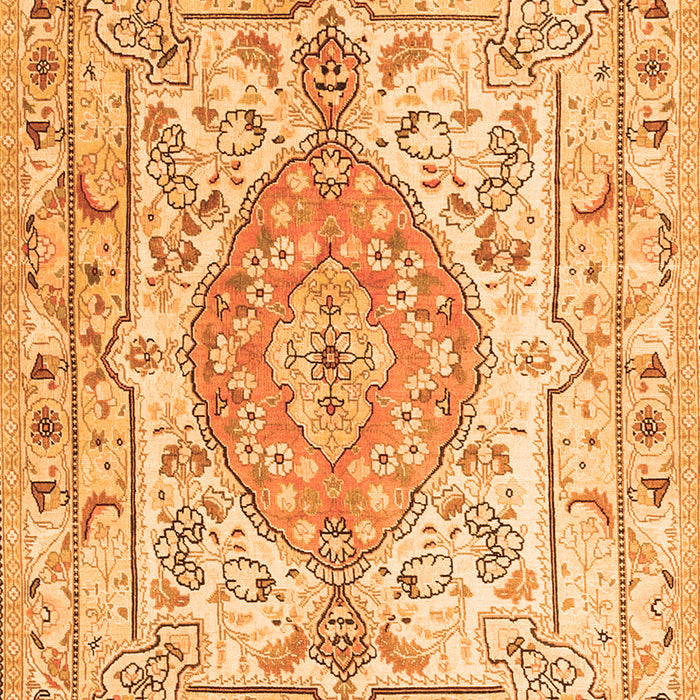 Serging Thickness of Machine Washable Medallion Orange Traditional Area Rugs, wshtr3683org