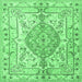 Square Medallion Emerald Green Traditional Rug, tr3683emgrn