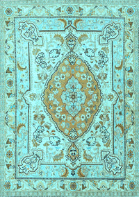 Medallion Light Blue Traditional Rug, tr3683lblu