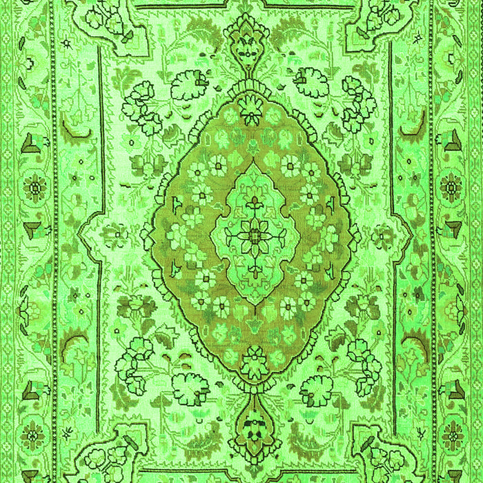 Serging Thickness of Machine Washable Medallion Green Traditional Area Rugs, wshtr3683grn