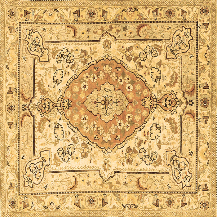 Square Machine Washable Medallion Brown Traditional Rug, wshtr3683brn