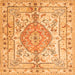 Serging Thickness of Medallion Orange Traditional Rug, tr3683org