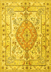 Medallion Yellow Traditional Rug, tr3683yw