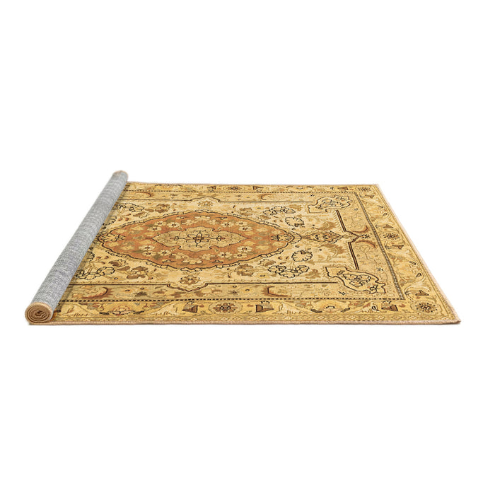 Sideview of Machine Washable Medallion Brown Traditional Rug, wshtr3683brn