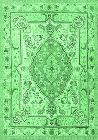 Medallion Emerald Green Traditional Rug, tr3683emgrn