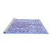 Sideview of Machine Washable Medallion Blue Traditional Rug, wshtr3683blu