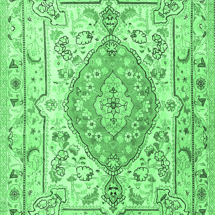 Machine Washable Medallion Emerald Green Traditional Area Rugs, wshtr3683emgrn