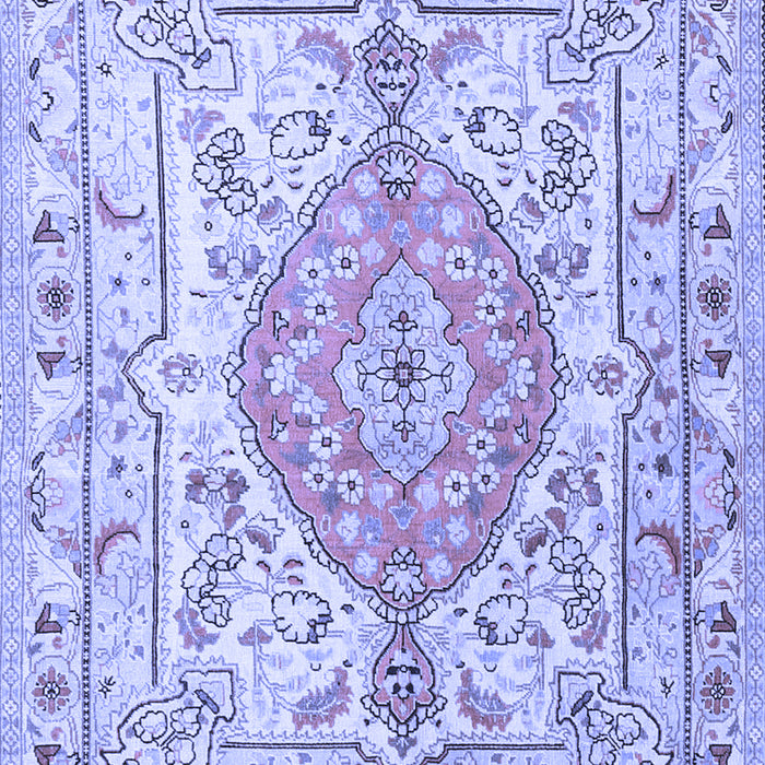 Machine Washable Medallion Blue Traditional Rug, wshtr3683blu