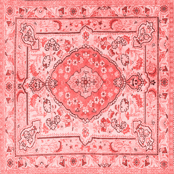 Machine Washable Medallion Red Traditional Rug, wshtr3683red