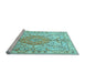 Sideview of Machine Washable Medallion Light Blue Traditional Rug, wshtr3683lblu