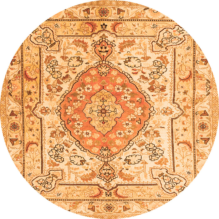 Square Medallion Orange Traditional Rug, tr3683org