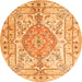 Square Medallion Orange Traditional Rug, tr3683org