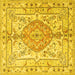 Square Medallion Yellow Traditional Rug, tr3683yw