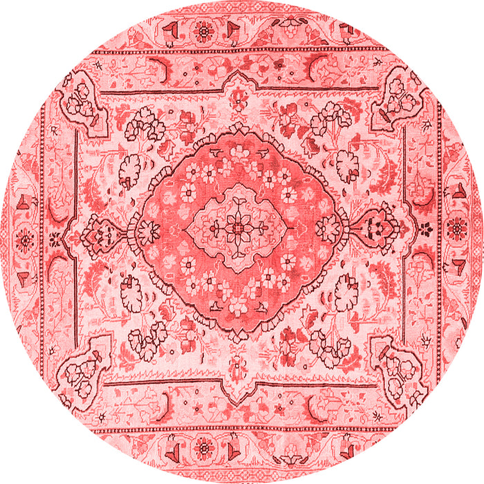 Machine Washable Medallion Red Traditional Rug, wshtr3683red