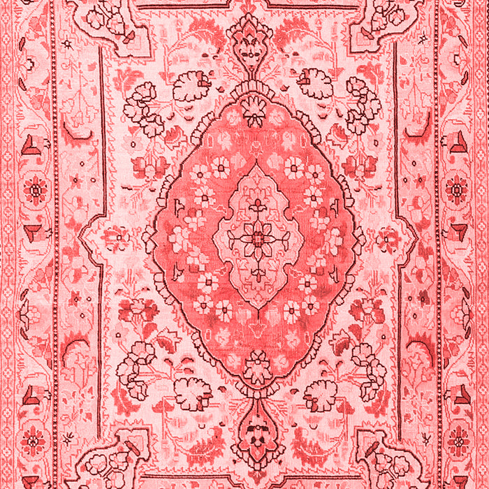 Machine Washable Medallion Red Traditional Rug, wshtr3683red