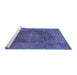 Sideview of Machine Washable Persian Blue Traditional Rug, wshtr3684blu