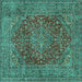 Square Persian Turquoise Traditional Rug, tr3684turq