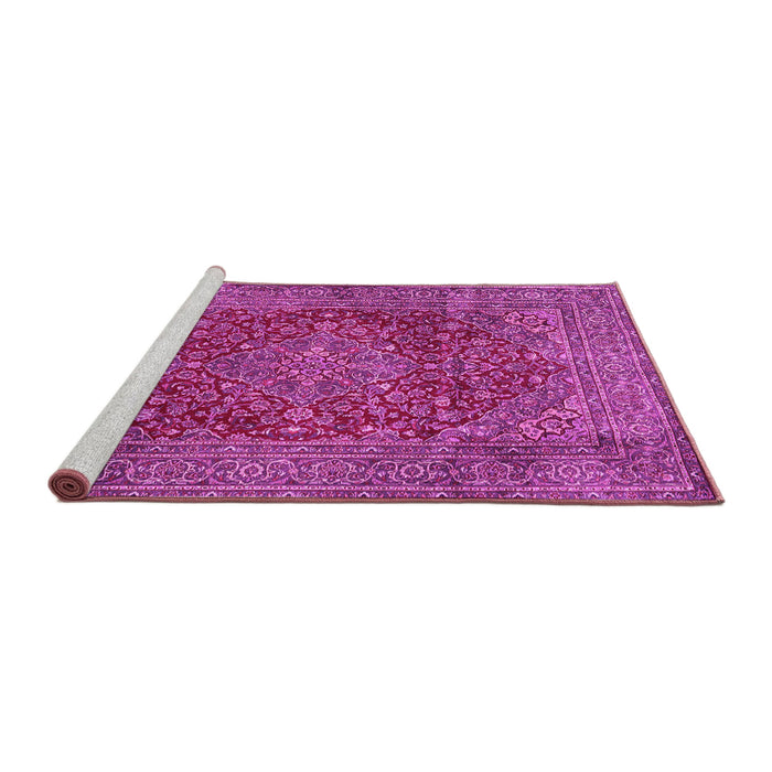 Sideview of Machine Washable Persian Pink Traditional Rug, wshtr3684pnk