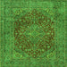 Round Machine Washable Persian Green Traditional Area Rugs, wshtr3684grn