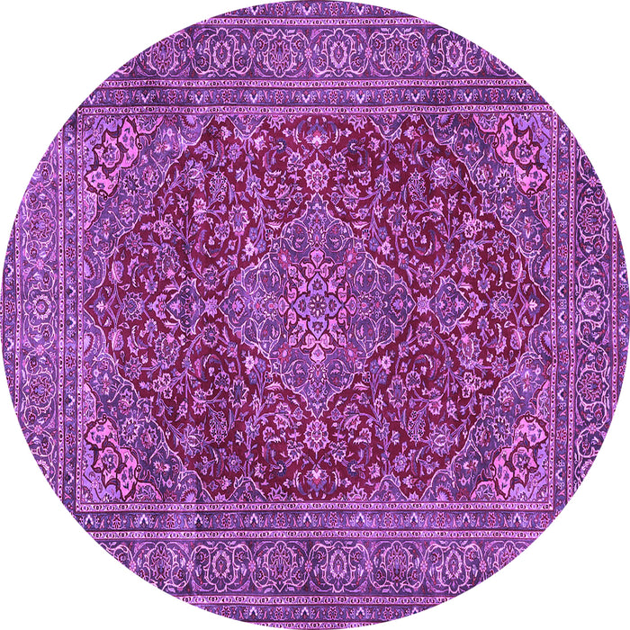 Round Machine Washable Persian Purple Traditional Area Rugs, wshtr3684pur