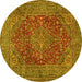 Round Persian Yellow Traditional Rug, tr3684yw