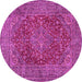 Round Machine Washable Persian Pink Traditional Rug, wshtr3684pnk