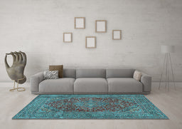 Machine Washable Persian Light Blue Traditional Rug in a Living Room, wshtr3684lblu
