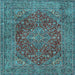 Square Machine Washable Persian Light Blue Traditional Rug, wshtr3684lblu