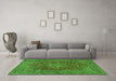 Machine Washable Persian Green Traditional Area Rugs in a Living Room,, wshtr3684grn