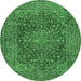 Round Persian Emerald Green Traditional Rug, tr3684emgrn