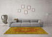 Machine Washable Persian Yellow Traditional Rug in a Living Room, wshtr3684yw