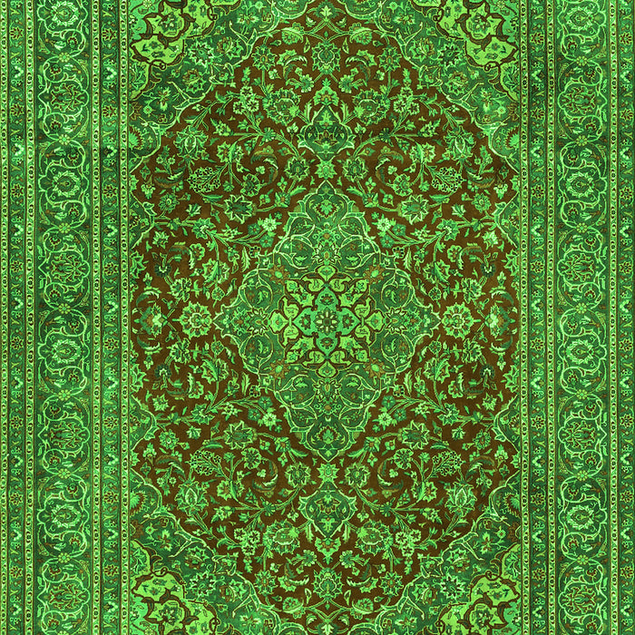 Serging Thickness of Machine Washable Persian Green Traditional Area Rugs, wshtr3684grn